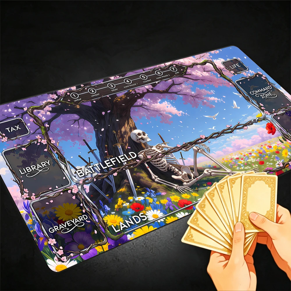 Gothic Skull Soldiers TCG Playmat Magic Playmat Gathering Gaming Mat with Stitched Edge Anti-slip base 60X35cm Trading Card Game