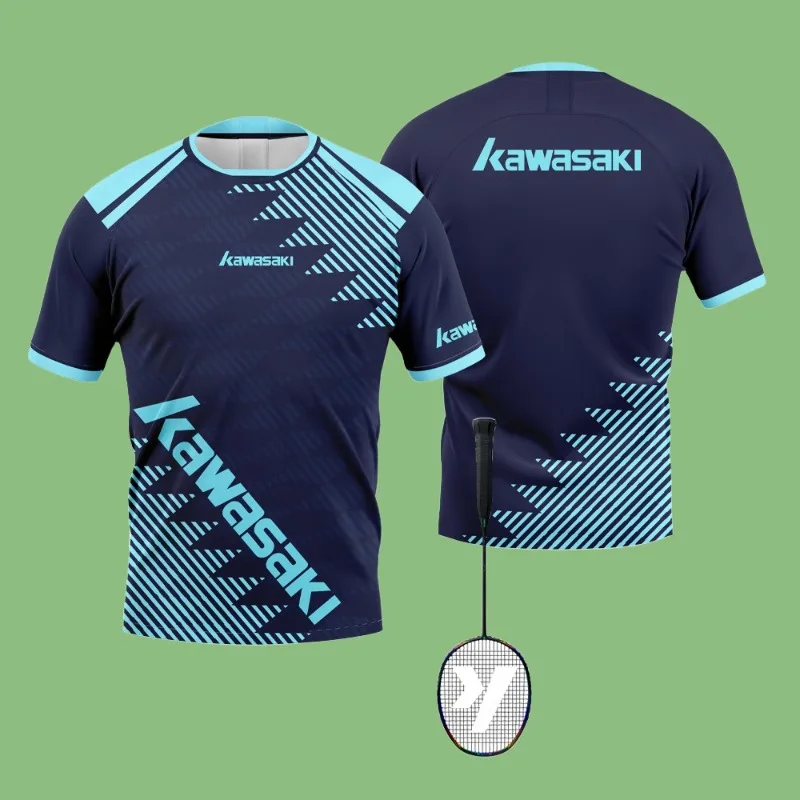 

Мужская футболка MOTO-Kawasaki для бадминтона, новинка 2025, летние женские футболки с короткими рукавами, спортивная мужская одежда, топы