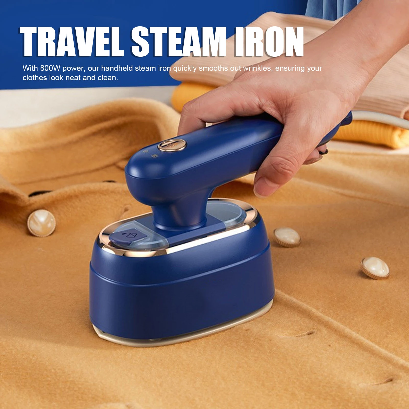 Handheld Steam Iron 800W 100ML Capacity High Efficiency Leakage Proof Small Ironing Machine for Home Travel Dormitory