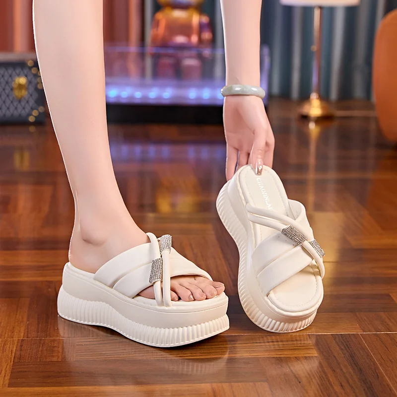 Fujin 7cm Women Slippers Platform Wedge Heel Women Summer Shoes Sandals Slides for Female Filp Flops Outdoor 2024