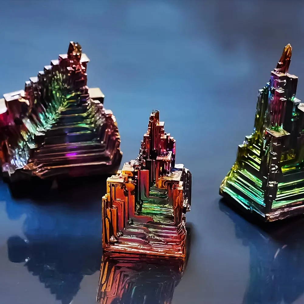 Natural Bismuth Crystals Metal Crystal Rainbow healing Mineral Specimen Original Nature rough raw for fengshui Decorative