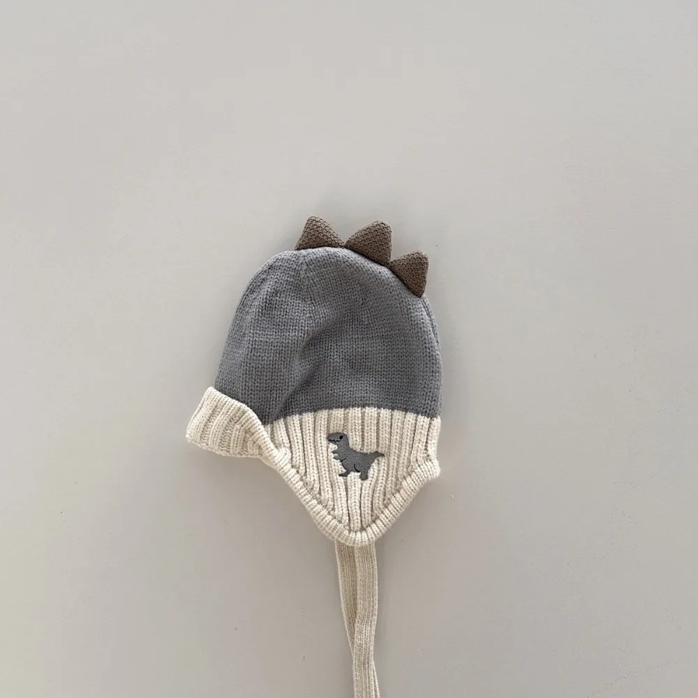 

Warm Cute Dinosaur Ear Protection Hat 2-6Year Thicken Children's Hats Liner Velvet Baby Knit Pullover Cap Winter
