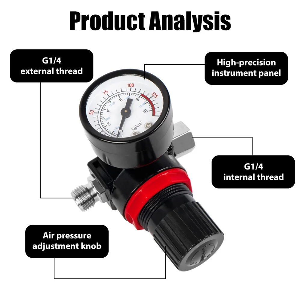 Air Pressure Regulator Gauge 0-150 PSI Gauge with Multi Unit Readout PSI BAR kgcm2 kPa for Industrial and DIY Painting Work