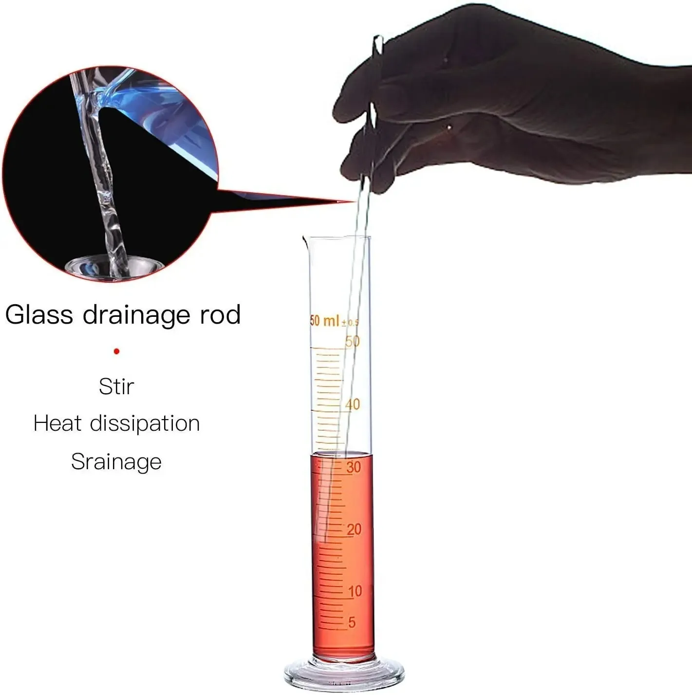 1PC New Professional Thick Glass Graduated Measuring Cylinder Set 5ml 10ml 25ml 50ml 100ml Measuring Cylinder Kit for Lab Suppy