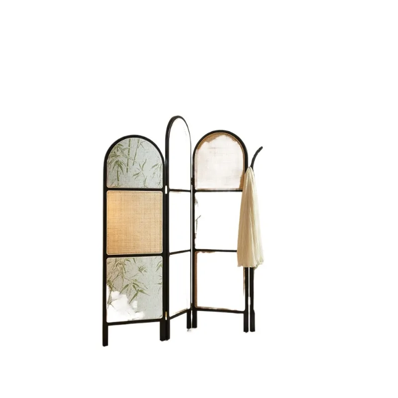 

Rattan screen partition living room entrance porch blocking folding wall