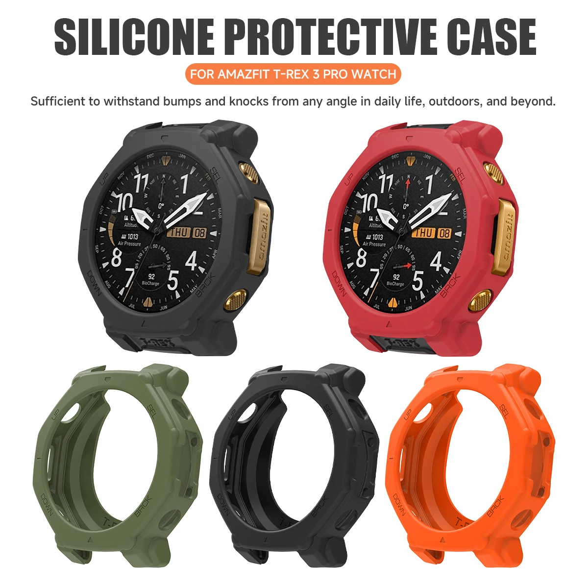 Etui na Amazfit T-Rex 3Pro 48mm [Bez osłony ekranu], ultracienkie, miękkie etui z TPU, odporne na wstrząsy, z ramką ochronną.