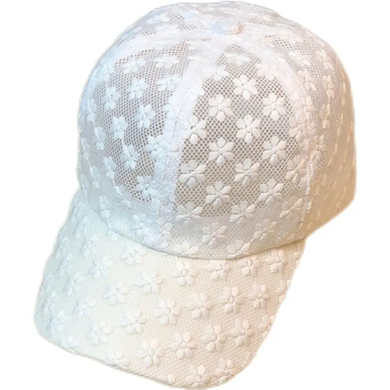 Summer Lace Hat Cotton Baseball Cap for Women Girl Breathable Mesh Snapback Hat Hip Hop Fashion Female Cap Flower Hat Adjustable