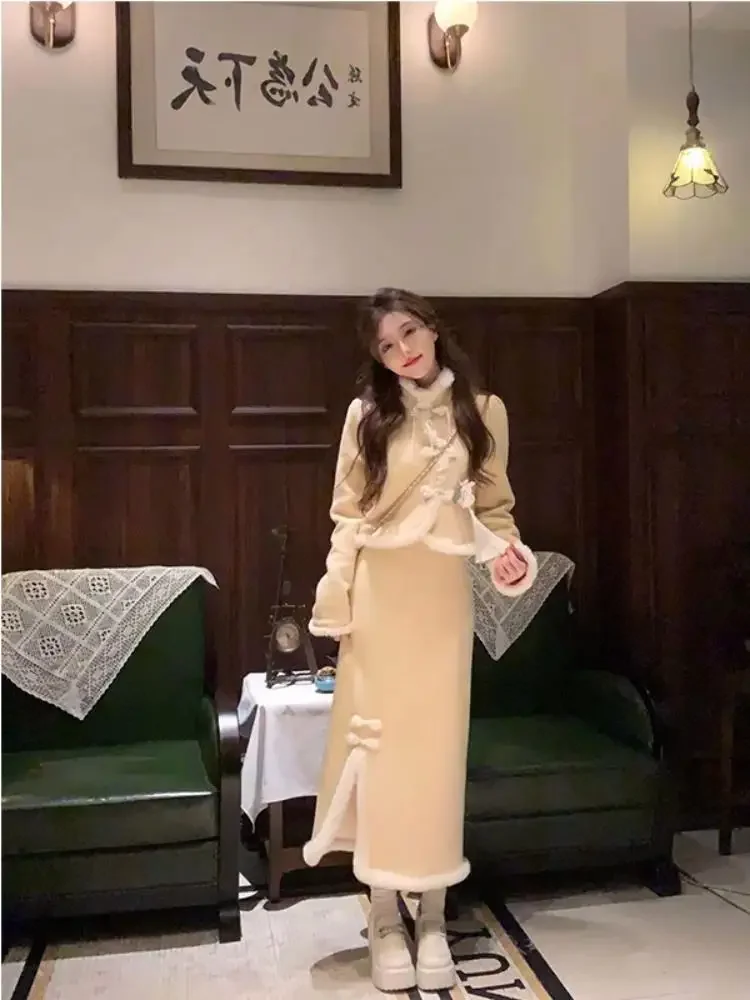 

Wealthy Heiress Korean Drama-Inspired Two-Piece Suit: Trendy Chinese-Style Jacket and Skirt Set for Autumn Winter High Quality