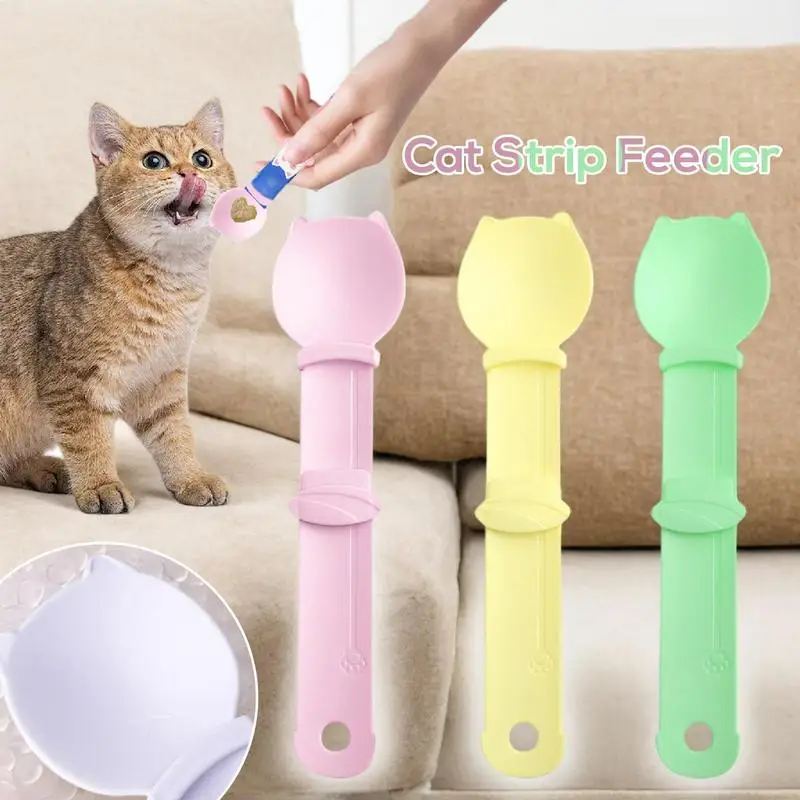 Cat Treat Spoon Cat Strip Squeeze Cat Food Spoon Non-Stick Cat Kitchen Accessories Pet Treat Dispenser For Families Friends