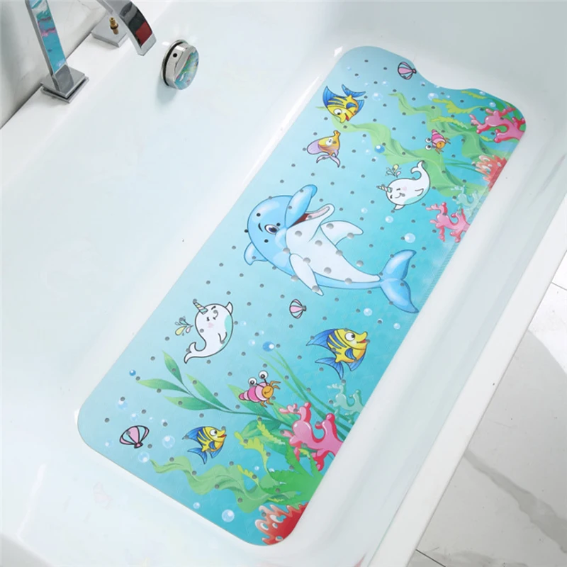 Multi-pattern Bathtub Mat PVC Non-slip Powerful Suction Cup Cartoon Shower Mat(100x40cm)