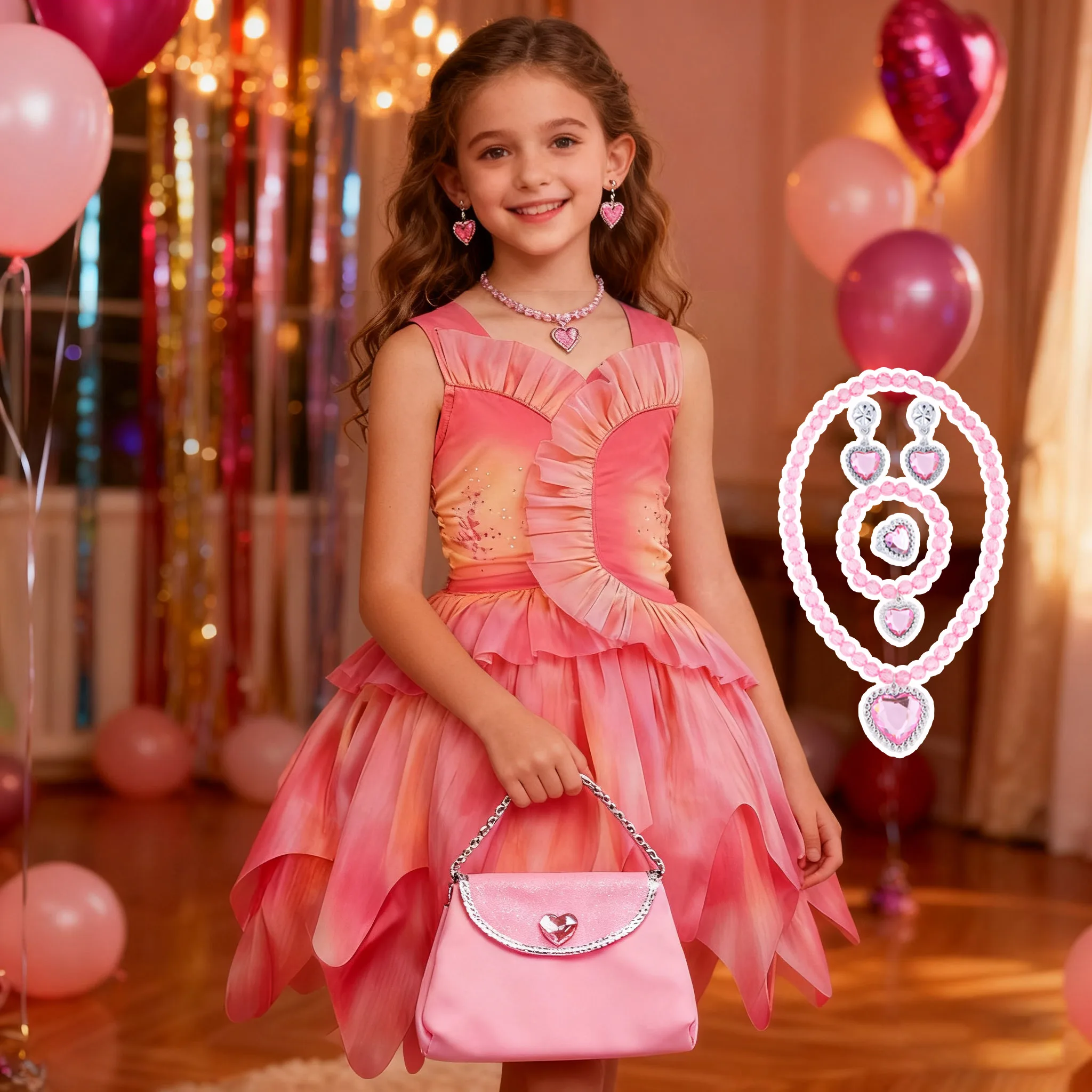Pink Glinda Costume and accessoy Wicked Glinda Dress for little girls Carnival Birthday Party gown for girls Role-Playing
