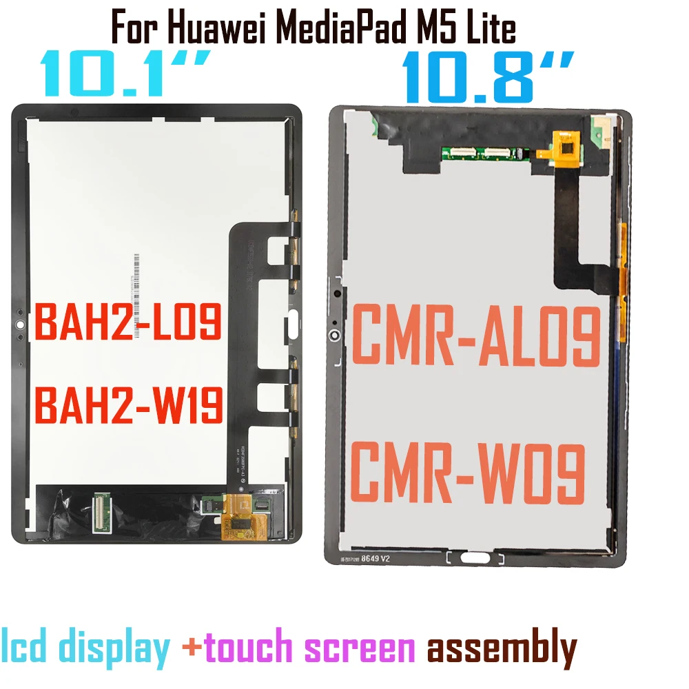 For Huawei MediaPad M5 Lite 10.1 LTE BAH2-L09 BAH2-W19 BAH2-L09C M5 Lite 10.8 CMR-AL09 CMR-W09 LCD Display Touch Screen Assembly