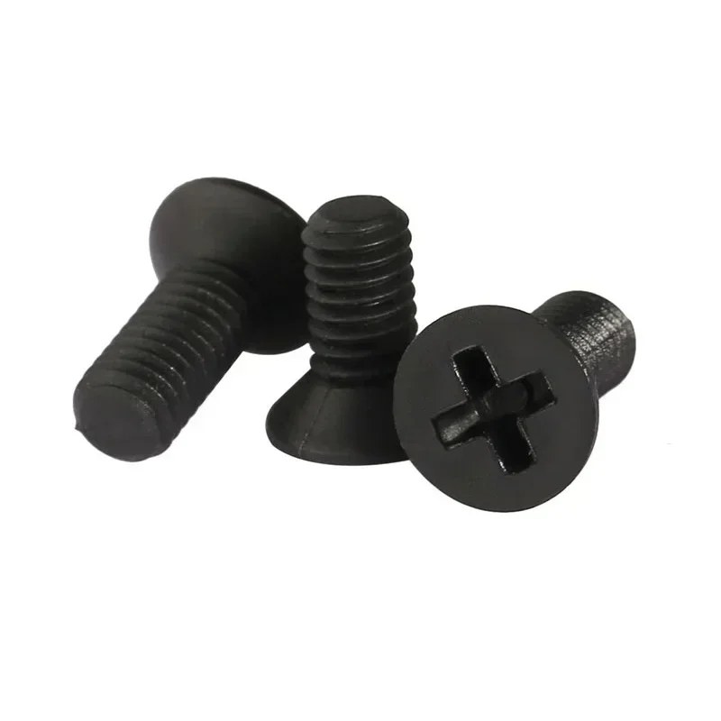 yes500PCS/lot BLACK M8x16 M8x20mm Nylon Countersunk Recessed Head Screw Cross Flat Head Screw Plastic Insulated Machine Screws