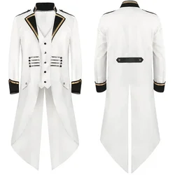 Medieval Retro Men's Trench Coat Steampunk Gothic Victorian Style Tuxedo Jacket Social Event Cosplay Uniform Outerwear Outfit