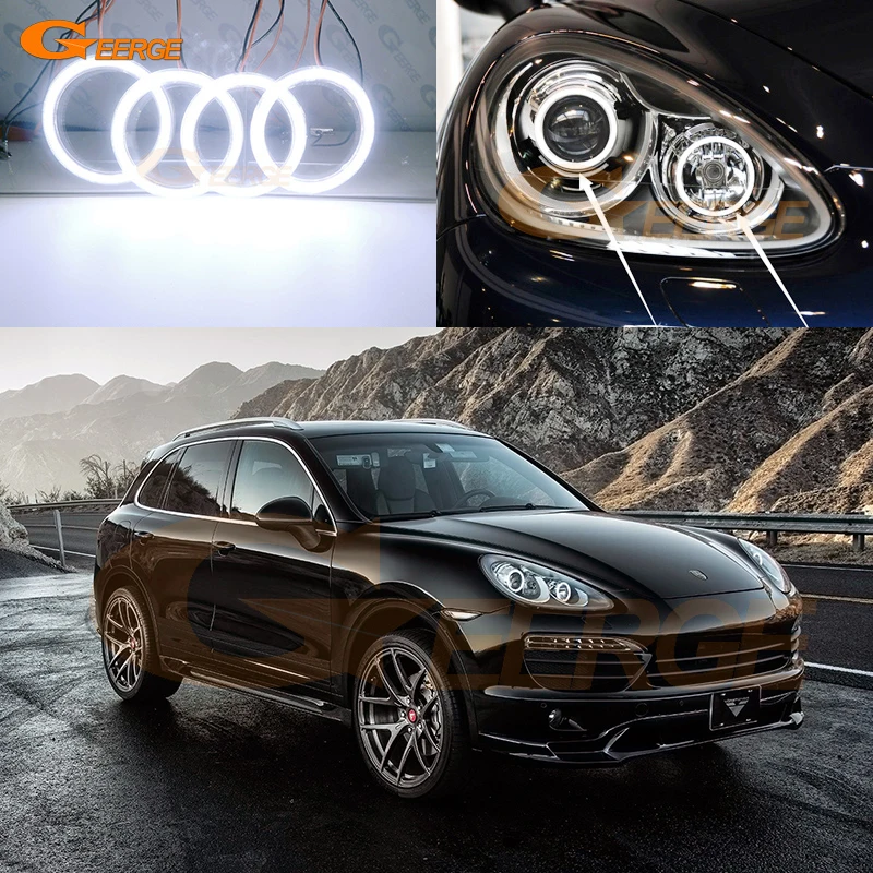 

For Porsche Cayenne 958 92A 2010 2011 2012 2013 2014 Excellent DRL Day Light Ultra Bright COB Led Angel Eyes Kit Halo Rings