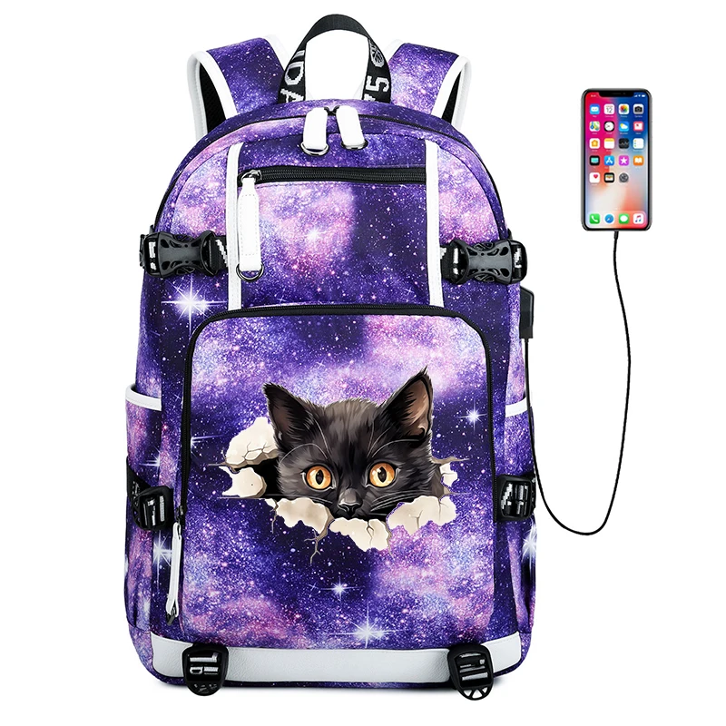 3Dスフィンクス猫漫画スクールバッグバックパックティーンエイジャー向け15.6インチバックパック男性ブックバッグ新学期バッグパックギフト