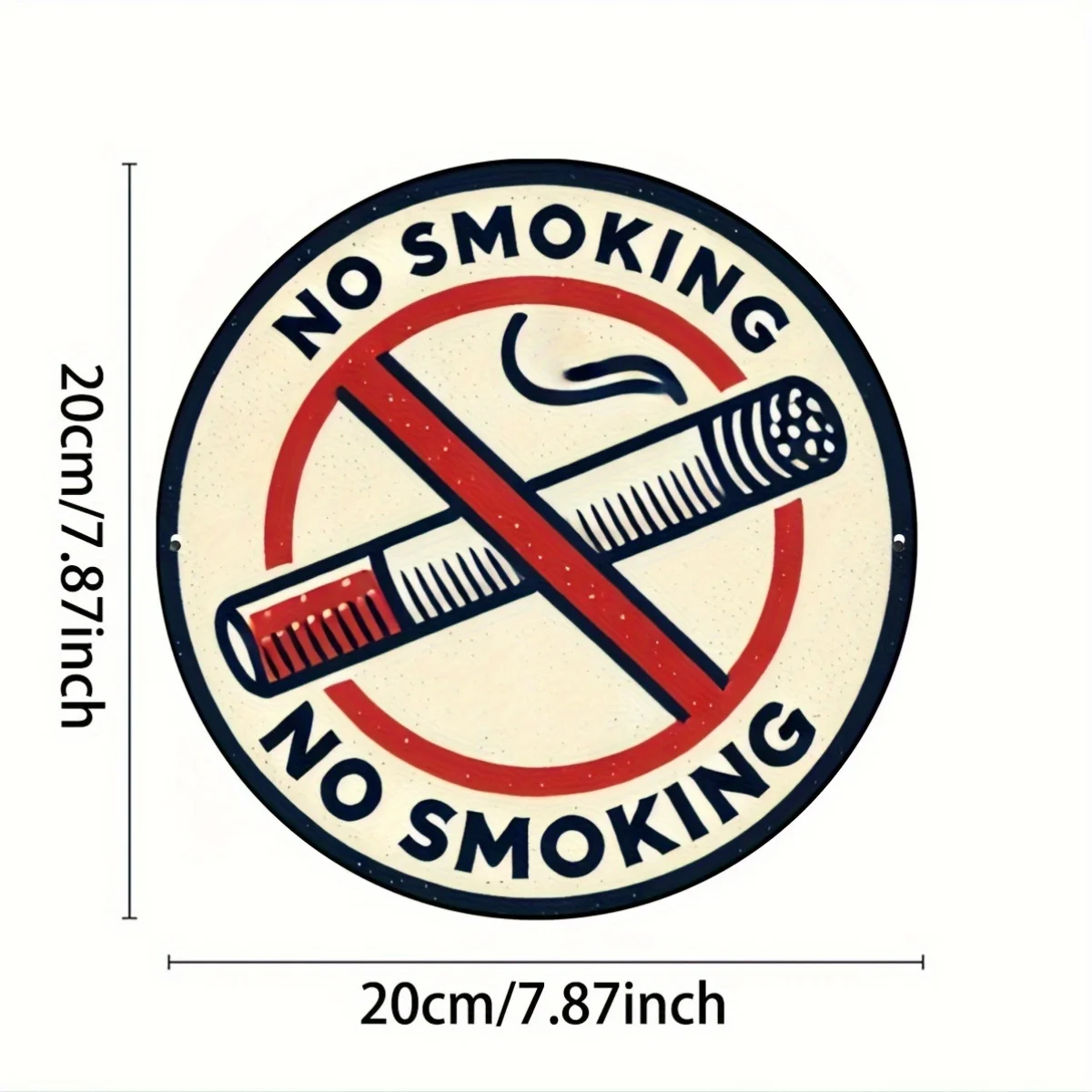 Waterproof and Durable Vintage Aluminum Round No Smoking Sign, Outdoor Use for Up to 7 Years, Suitable for Home, Yard, Garden, B