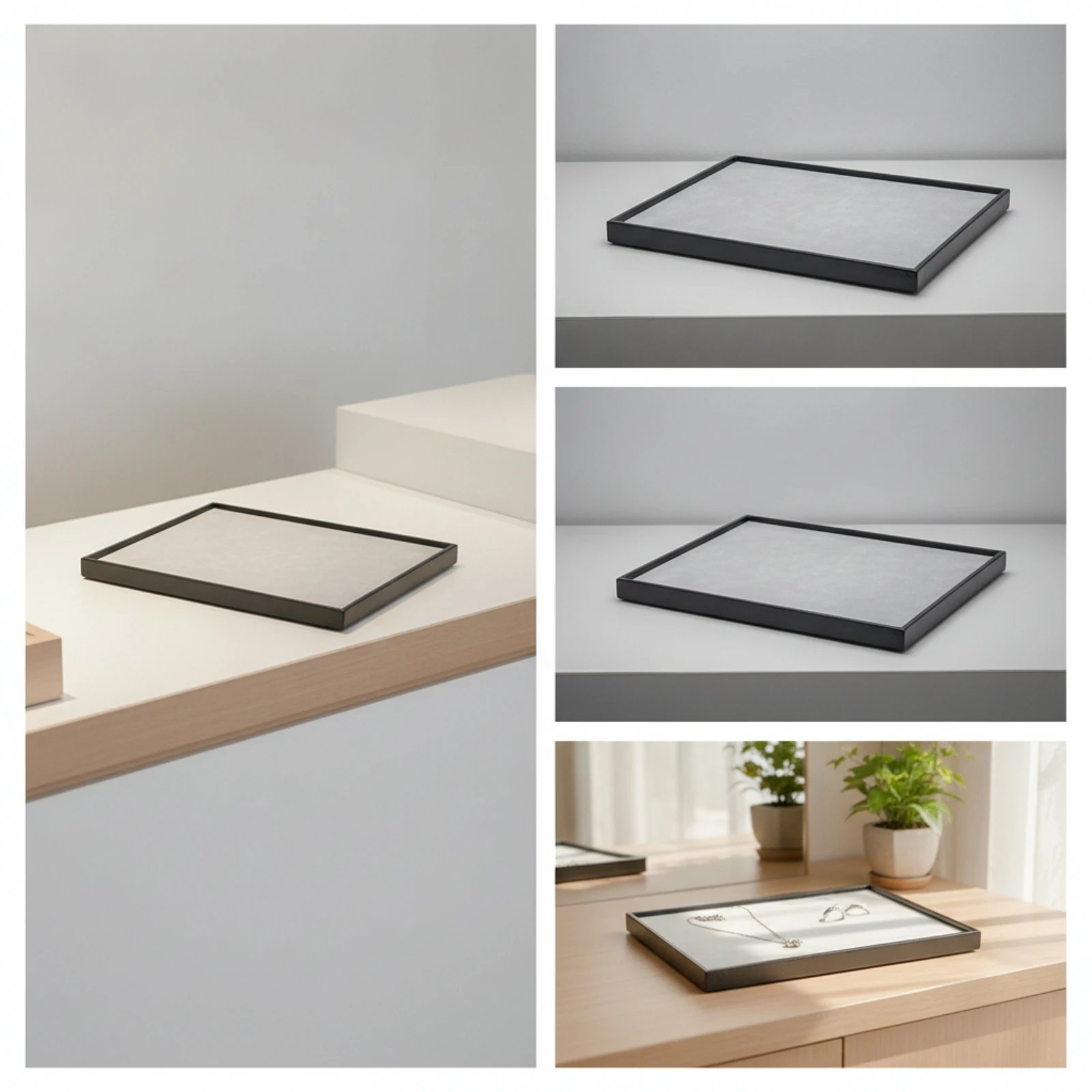 Jewelry Display Tray Rectangular Flat Jewelry Tray Leather Elegant for Dresser, Closet
