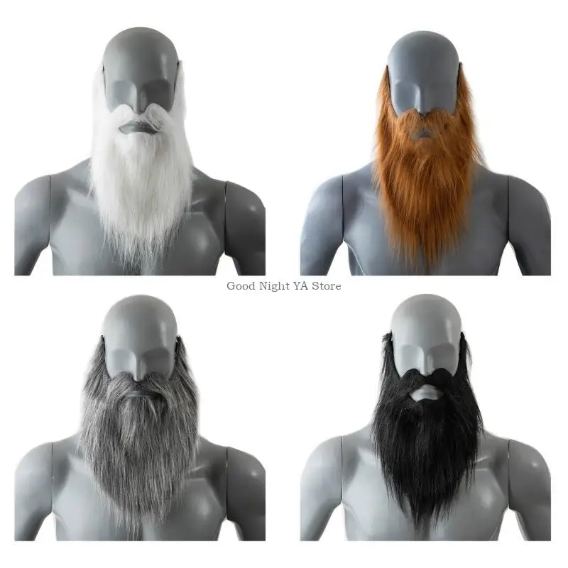 เคราปลอมเครื่องแต่งกายเคราหนวดชายชราเครื่องแต่งกายฮาโลวีนฮาโลวีนเคราอุปกรณ์เสริมใบหน้าสำหรับปาร์ตี้คอสเพลย์