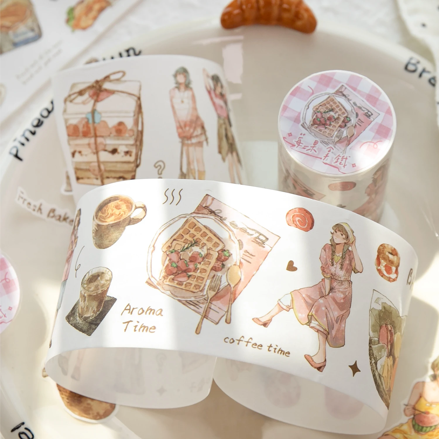 60mm * 2m Coffee Daily Series Kawaii Ins Fun Life Die Cutting Washi Tape DIY Diary Scrapbooking Journal Aesthetic Tape