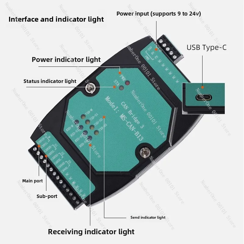 CAN BridgeCAN Extended CAN Bridge Relay Isolation Anti-interference Remapping One Point Two Three Four Hub