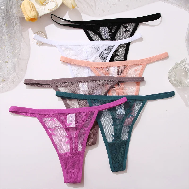 4Pcs Lace Bikini Panties Women Sexy Thongs Lace G-string Underpants S-XL Ladies Comfortable T-Back Underwear Sexy Lingerie 2022