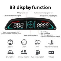 Medidor Multi OBD B3 Head Up Display Velocidad RPM Temperatura del agua Tiempo de consumo de combustible con alarma de voltaje de exceso de velocidad Recordatorio de accionamiento