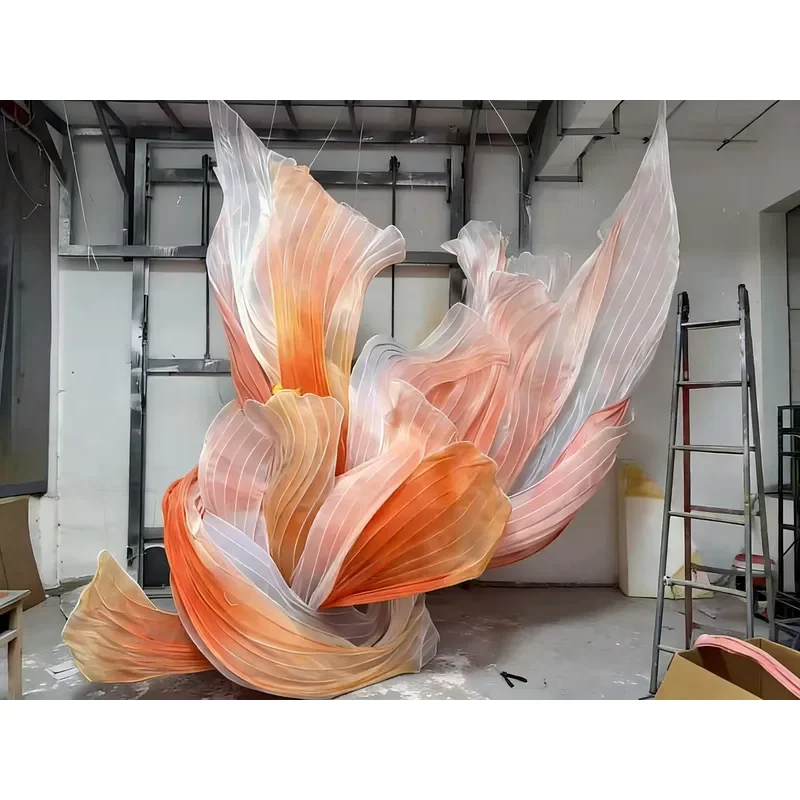 M931 Luxury Giant Crepe Paper Organza Flower Wedding Stage Background Customizable Event Art Decoration Props For Commercial