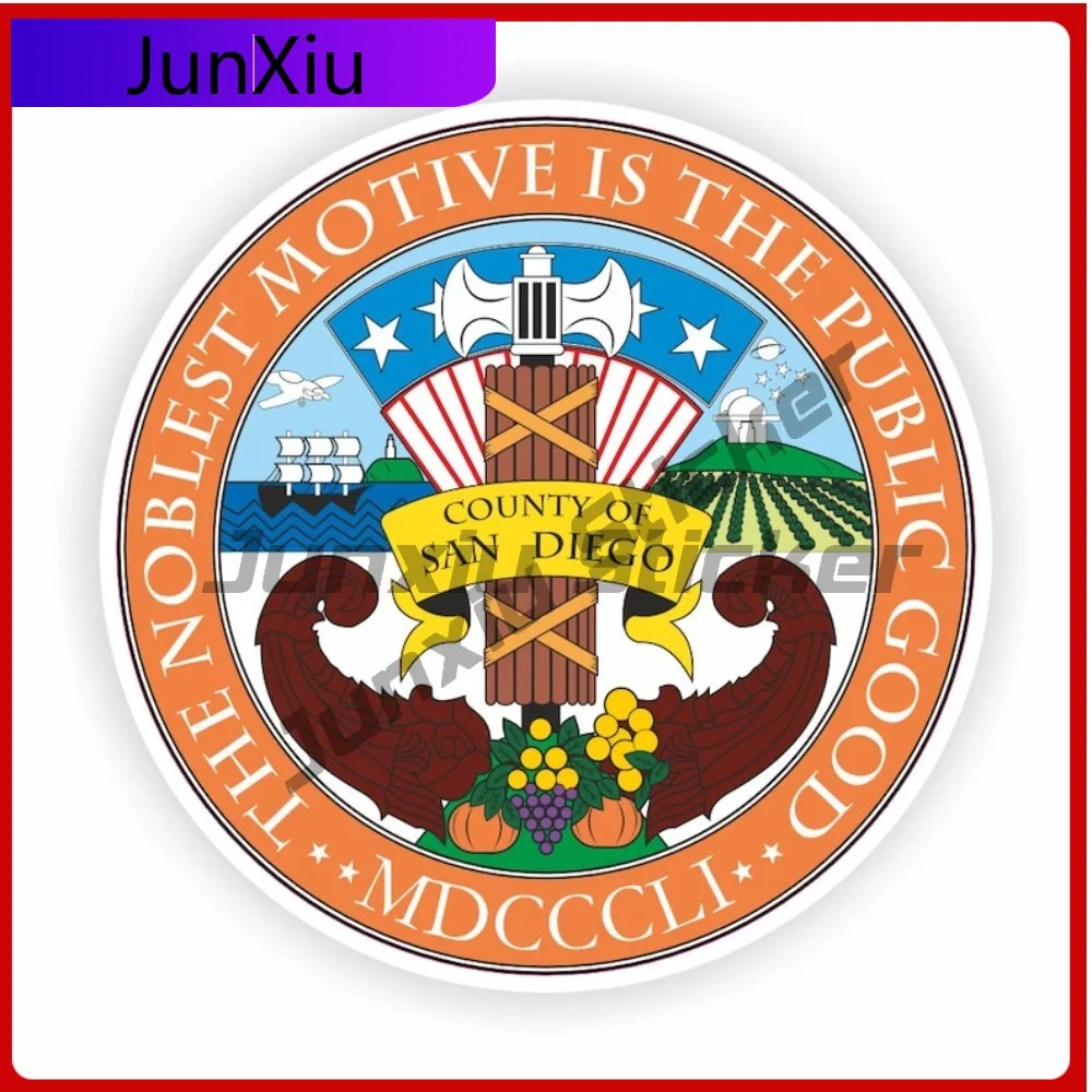 

San Diego California County Seal Sticker Round Flag Car Front Bumper Motorcycle Helmet Stickers Funny Decorations Pvc Stickers