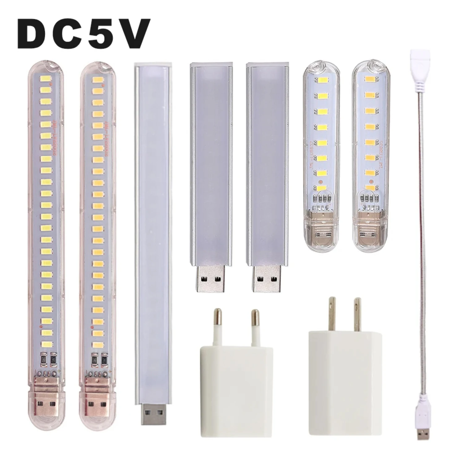 

Portable Mini Bendable Extension Pole Night Light with Adjustable 10LEDs and 24LEDs, USB Reading Table Lamp, Handy Book Lights f