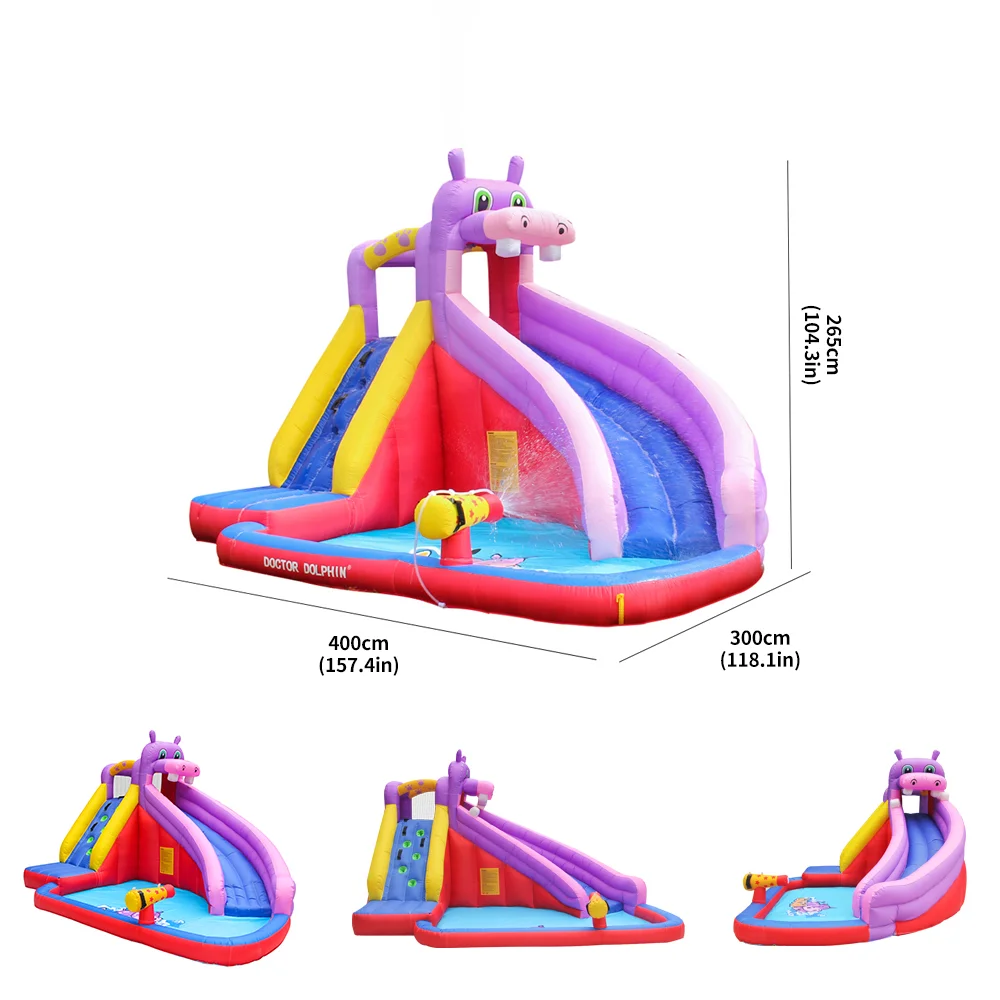 

Doctor Dolphin Factory Custom Hippopotamus Inflatable Jumping Castle Water Slide Inflatable Bouncer Jump House