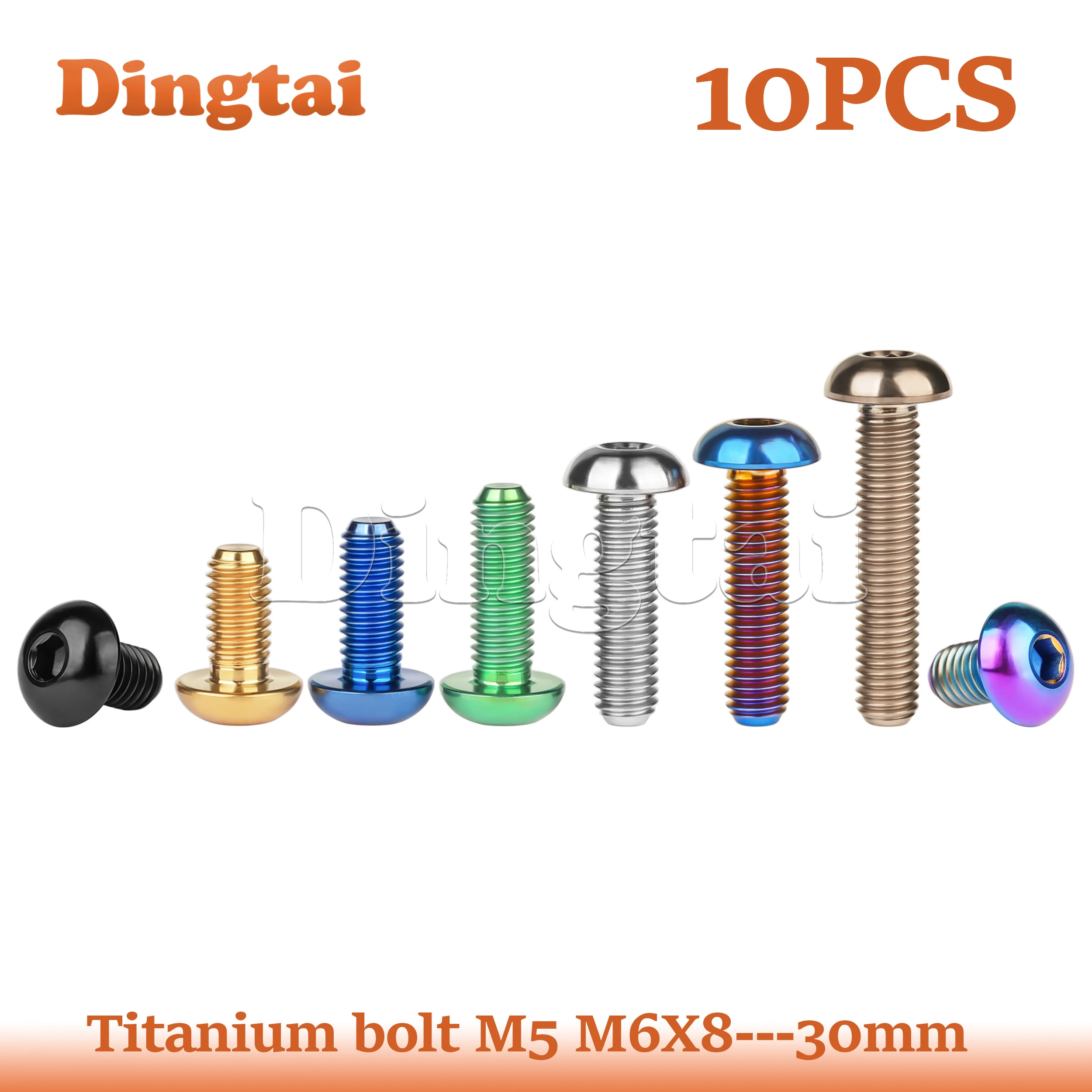 

Титановый болт Dingtai 10 шт. M5/M6x8 10 12 15 16 18 20 25 30 мм, винты с шестигранной головкой и кнопкой для дорожных мотоциклов, автозапчасти