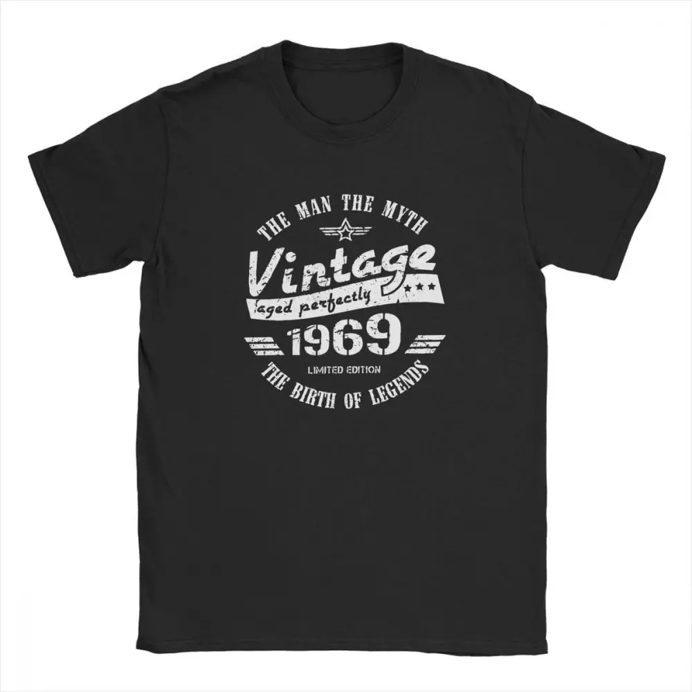 T-Shirt Męski Vintage 1969 50th Christmas Gift Tshirt Mężczyźni 50 Years Old O-neck Tees 100% Bawełna T Shirt Retro Odzież Plus Size