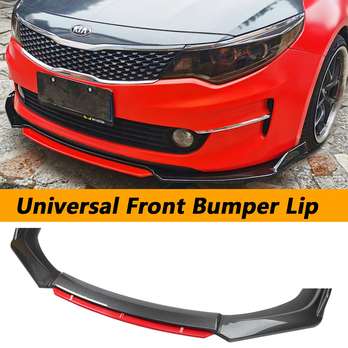 4pcs Universal Front  Bumper Lip Side Splitter Spoiler Body Kit For Kia Honda Civic Sedan Accord BMW Mercedes Benz Car Styling