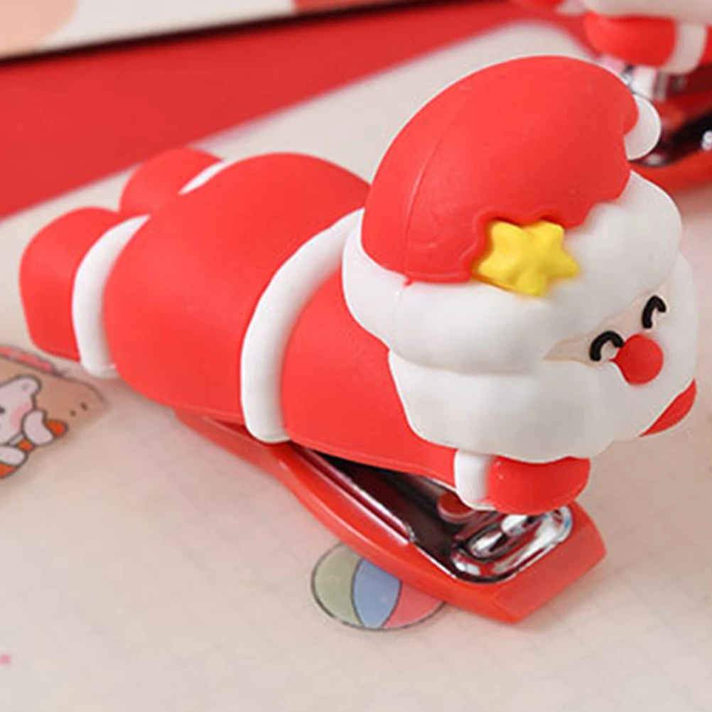 

Santa Claus Mini Stapler Heavy Duty Compact Portable Cute Cartoon Office Supplies Small Travel Desk High Capacity