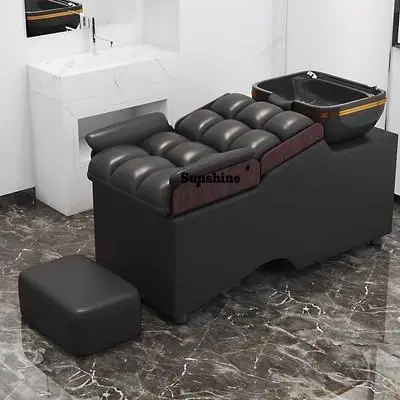 

Customized barber shop special semi-reclining shampoo bed multi-functional massage hair salon FT