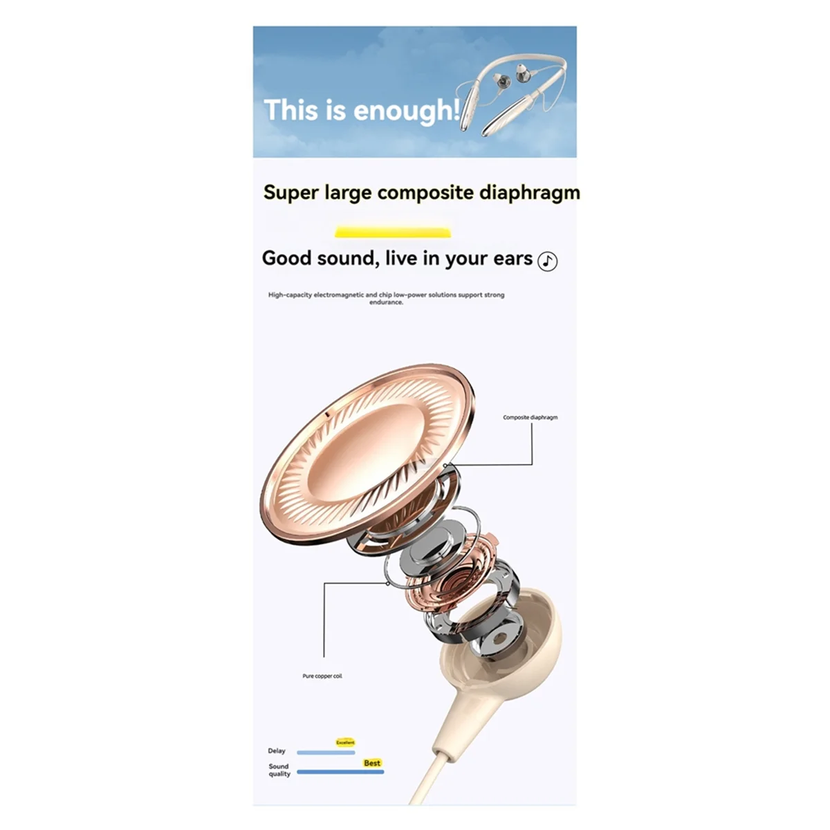 A57G-블루투스 V5.0 목걸이형 이어폰 무선 이어폰 이어폰 방수 IPX5 러닝 운동용 C