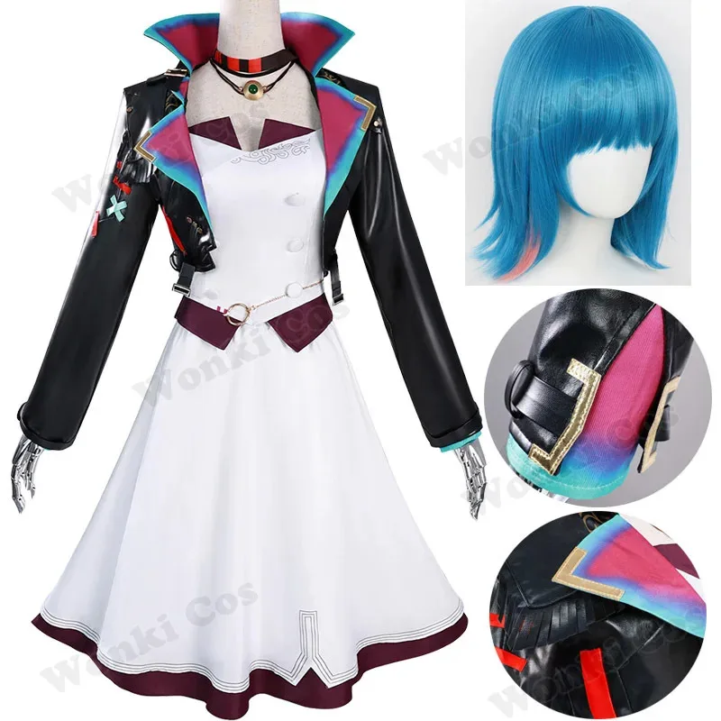 

Arcane Jinx Косплей Костюм Короткий Парик Волосы Аниме Jinx Вечерние Косплей Платье Костюмы Женские Ролевые Игры Карнавальные Наряды