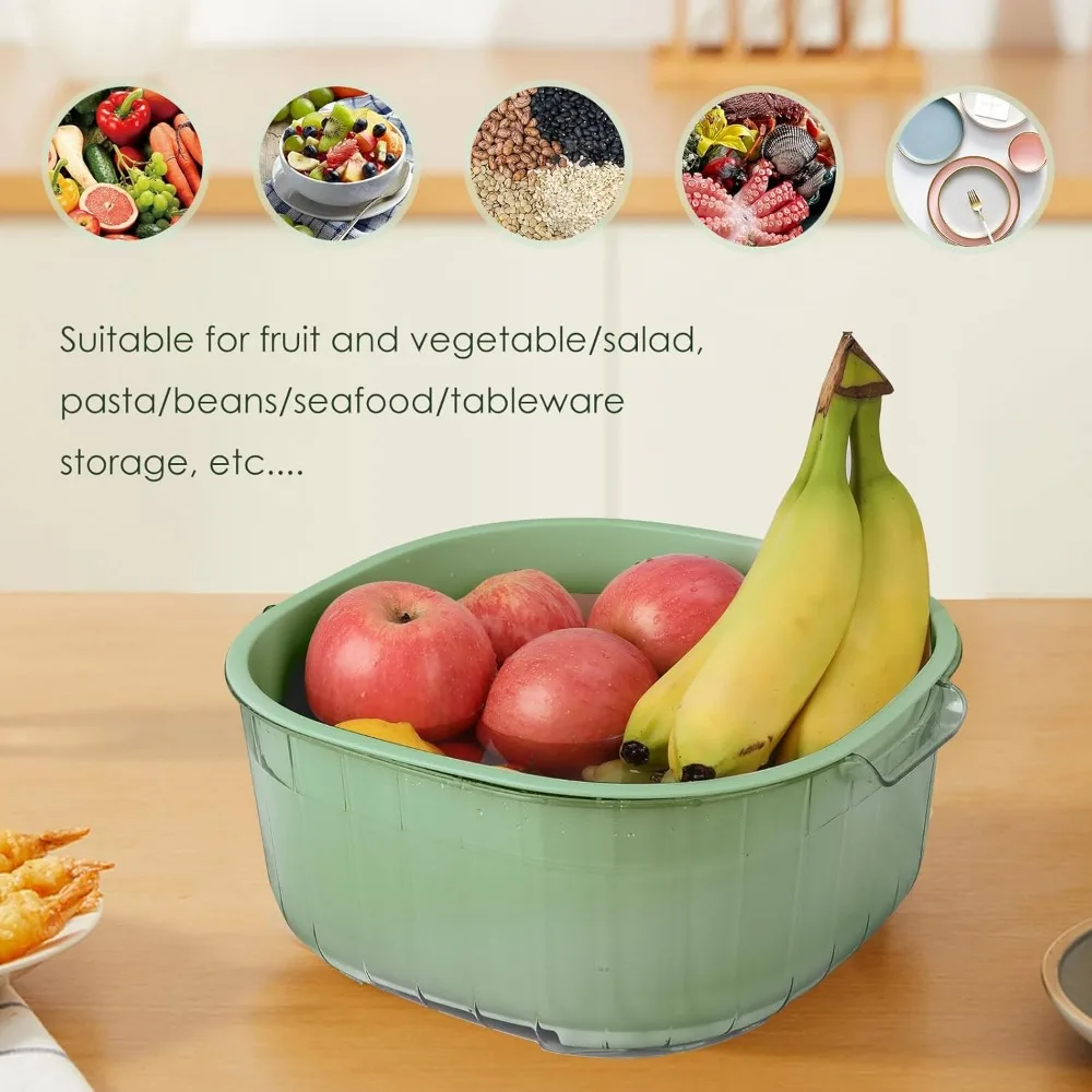Filtri e sottolini grandi da 8,2 litri, 3 set di filtri in plastica 2 in 1 a doppio strato per cucina, frutta e verdura senza BPA