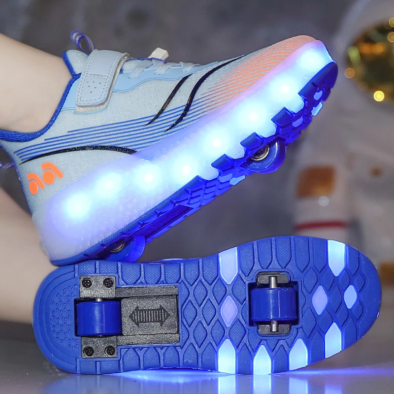 Teen roller skates with lights multi-functional wheel sneakers for students detachable wheel shoes