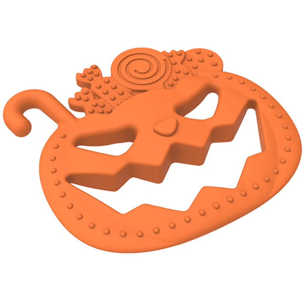 Mordedor de bebê pequeno dia das bruxas abóbora rosto design bordas suaves sensorial dentição alívio para bebês crianças cuidados dentários mordedores