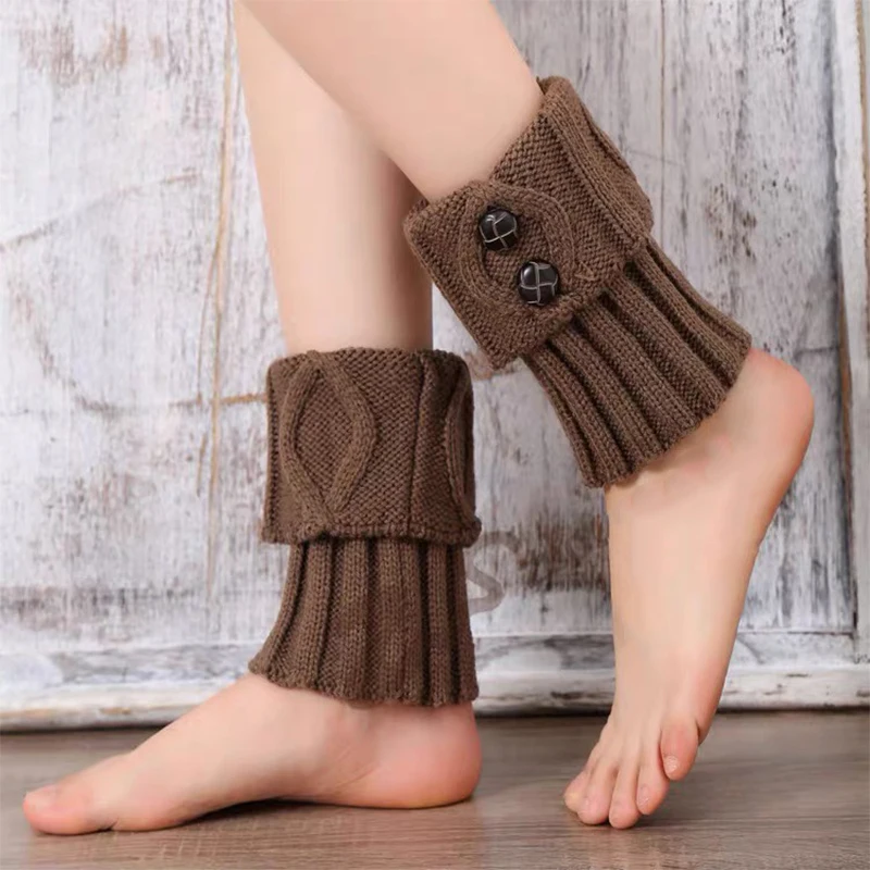 

Autumn Winter Knitted Warm Leg Sleeve For Women Solid Color Ankle Leg Cover Elastic Boot Socks Fashion Lolita Short Leg Warmer