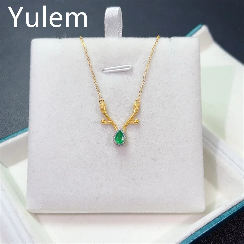 

YULEM 4x6mm Natural Water Drop Emerald for Women Daily Wear Fine Natural Gem Silver 925