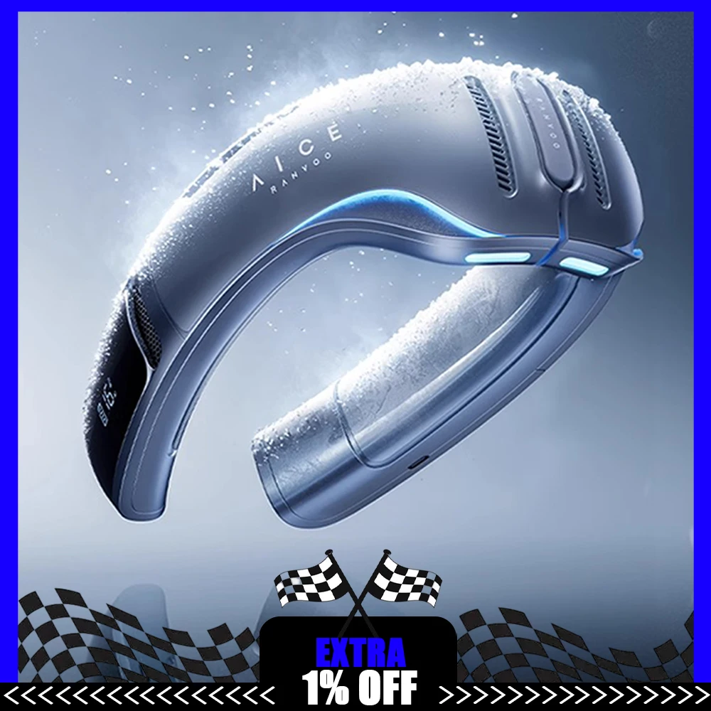 

Ranvoo AICE4 Neck Fan Mini Air Conditioner Cooling Fan Portable 6 Smart Mute Small Cooling Bladeless Fan USB Charging Outdoor