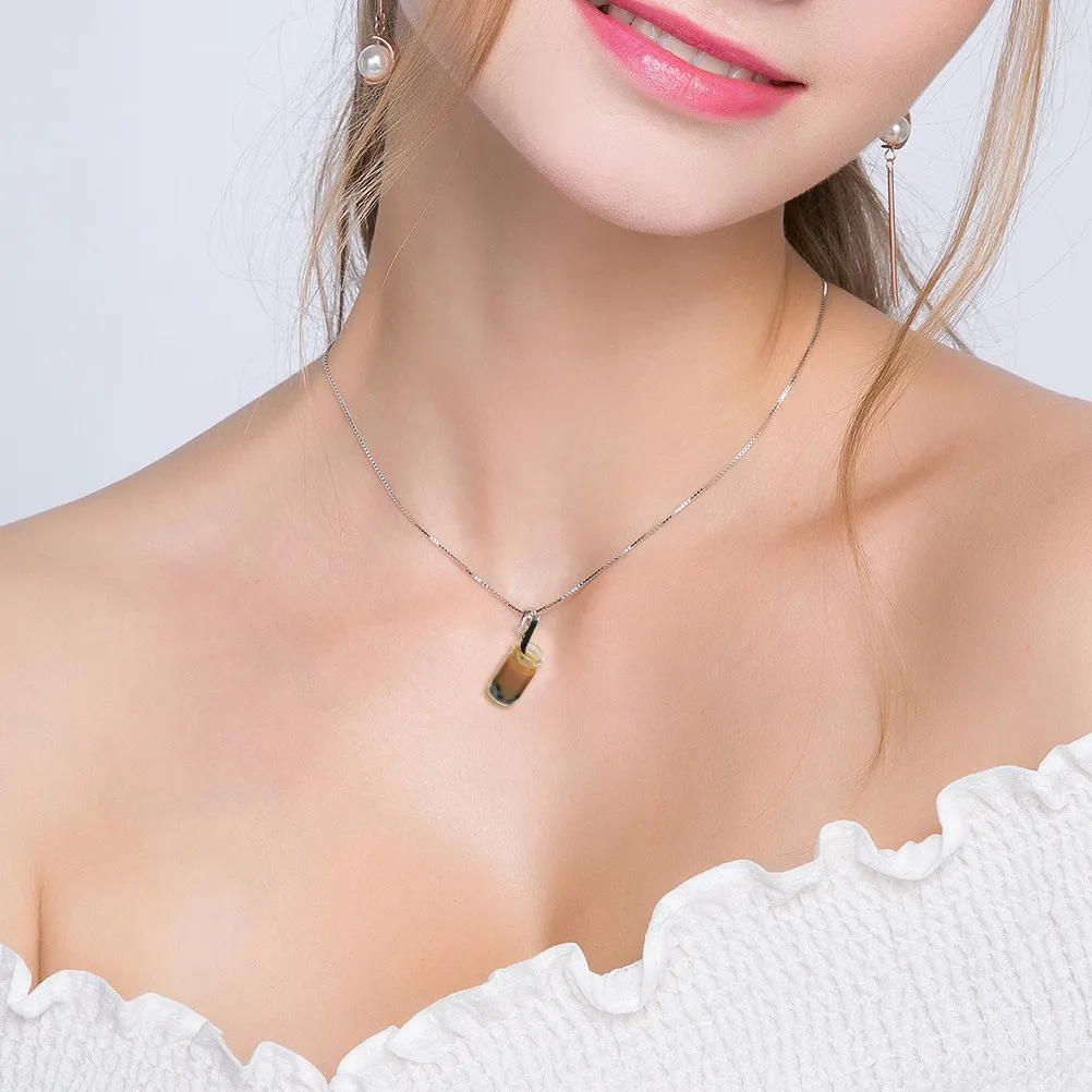 20Pcs Simulation Pearl Milk Tea Cup Pendant Creative Earrings Keychain Charms DIY Accessories Background Decor Random Color
