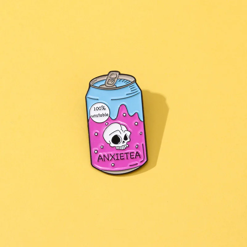 

Cartoon Creative Drink Shaped Skull Pattern Enamel Brooch Zinc Alloy Badges Pin For DIY Clothing Bag Hat Scarf Jeans Decoration