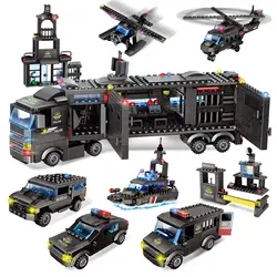 City Police Kit Police Mobile Command Center Truck Helicopter Building Blocks Toys Best Learning and Role Play SWAT Toy Gift
