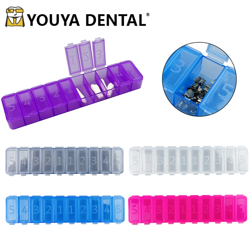 10 Slots Dental Bracket Storage Box Portable Gridding Dental Granule Bracket Storage Box Medicine Box Dental Tools