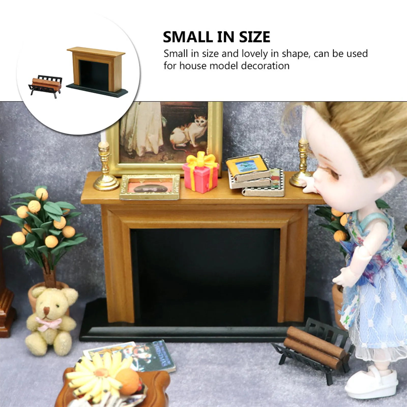 

2Pcs Mini Fireplace Woodpile Decor Small Home Ornament DIY Miniature House Decoration Mini Furniture Miniature House Decor