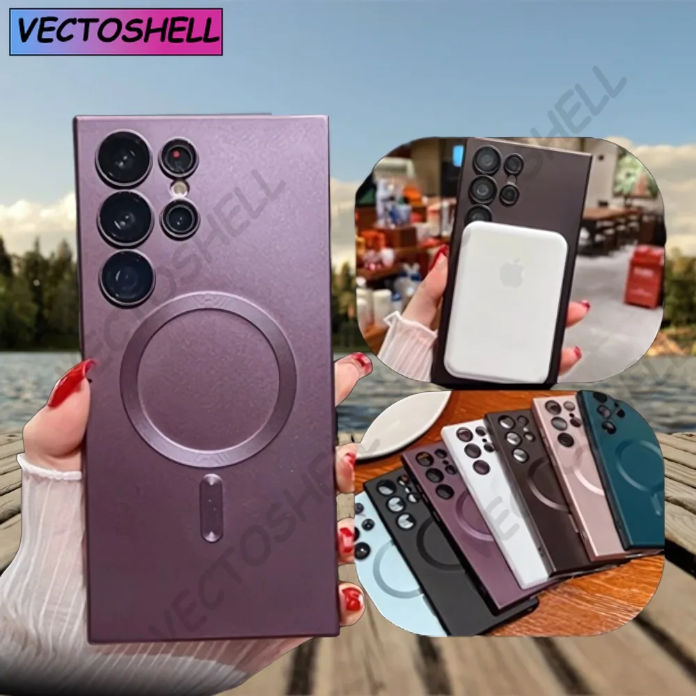 

Luxury Matte Magnetic Case for Samsung S24 S23 S22 Ultra S21 S20 Plus Capa for Samsung Note 20 Ultra Magsafe Phone Cover